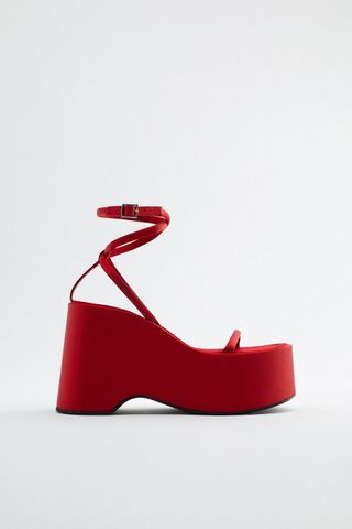 Zara + Chunky Satin Platform Sandals