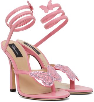 Blumarine + Pink Butterfly Spiral Heeled Sandals