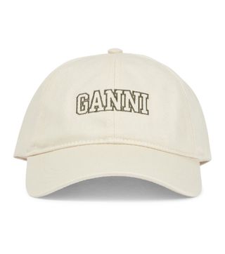 Ganni + Logo Embroidered Cotton Twill Cap