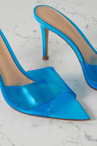 Gianvito Rossi + Elle 85 PVC and Patent-Leather Mules