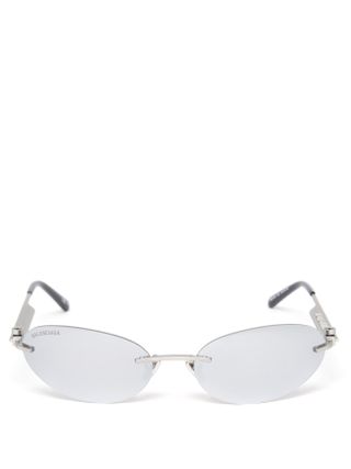 Balenciaga + Neo Mirrored Oval Metal Sunglasses