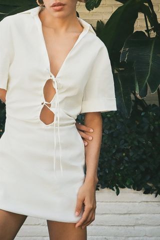 Zara + Stretch Linen Blend Dress