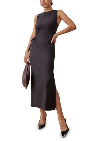 Reformation + Doria Side Ruched Stretch Organic Cotton Sheath Dress