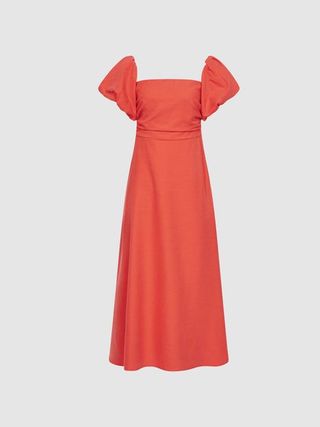 Reiss + Red Shona Puff Sleeve Off Shoulder Midi Dress