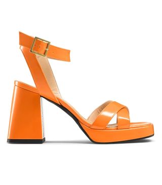 Russell and Bromley + Flared Heel Platform Sandal