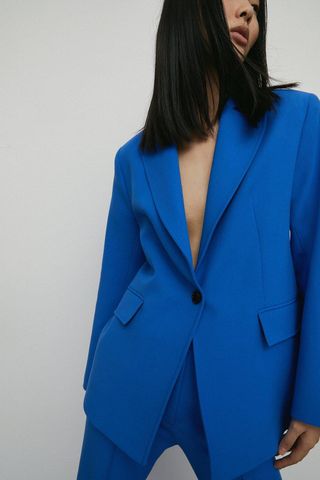 Warehouse + Single Breasted Notch Collar Modern Blazer Jacket