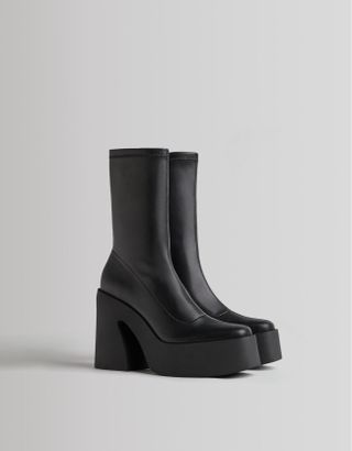 Bershka + Fitted High-Heel Platform Ankle Boots
