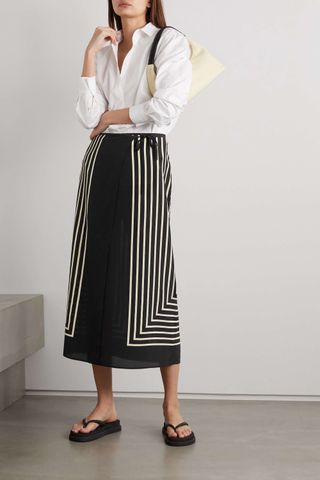 Totême + Monogram Silk-Jacquard Wrap Midi Skirt