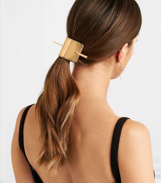 Balmain Paris Hair Couture + Gold-Tone and Metallic Leather Hair Pin