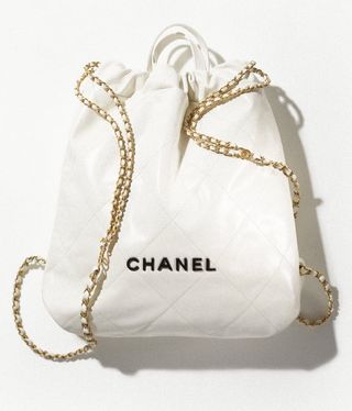 Chanel + Chanel 22 Backpack in Calfskin, Gold-Tone & Lacquered Metal