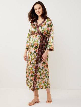 A Pea in the Pod + Maternity Kimono Wrap Dress Made With Liberty Fabric