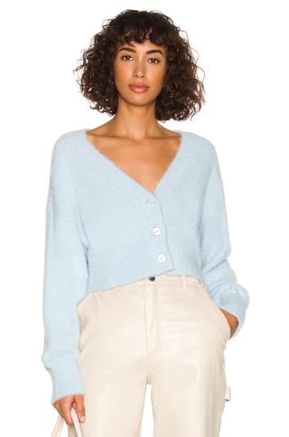 Lovers and Friends + Gabby Cropped Cardigan in Baby Blue