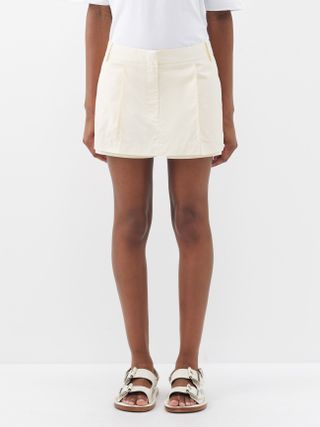 Tibi + Double-Layered Organic-Cotton Mini Skirt