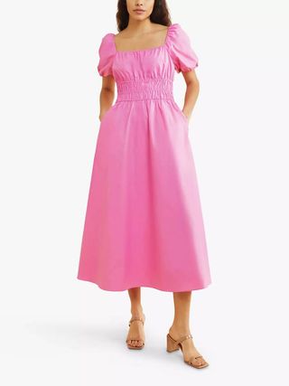 Albaray + Organic Cotton Square Neck Midi Dress