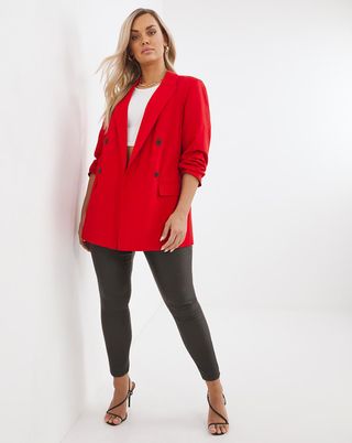 Simply Be + Red Double Breasted Blazer