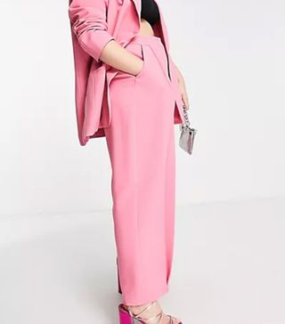 Asos Edition + Curve Wide Leg Trouser in Pink