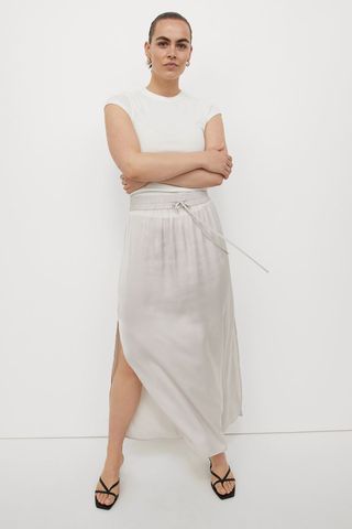 H&M + Ankle-Length Satin Skirt