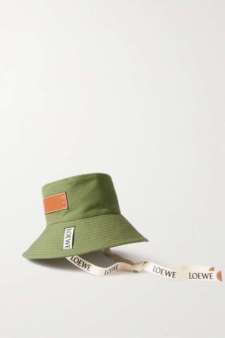 Loewe + + Paula's Ibiza Leather-Trimmed Cotton-Canvas Bucket Hat
