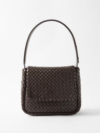 Bottega Veneta + Cobble Intrecciato-Leather Shoulder Bag