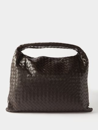 Bottega Veneta + Hop Large Intrecciato-Leather Shoulder Bag