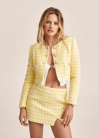 Mango + Check Tweed Skirt
