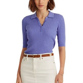 Lauren Ralph Lauren + Cable-Knit Polo Sweater