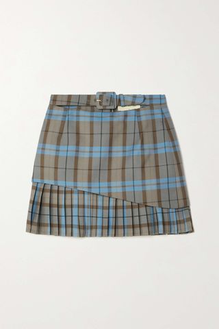 Andersson Bell + Pleated Checked Wool-Blend Mini Skirt