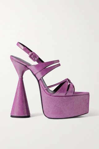 D'Accori + Belle Glittered-Leather Platform Sandals