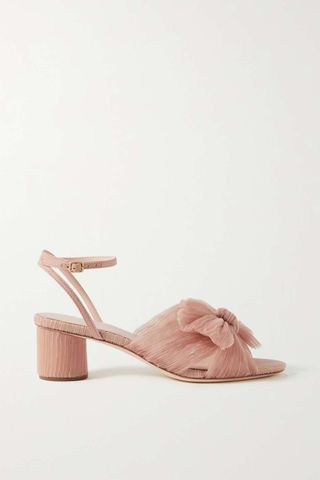 Loeffler Randall + Dahlia Bow-Embellished Plissé-Organza Sandals