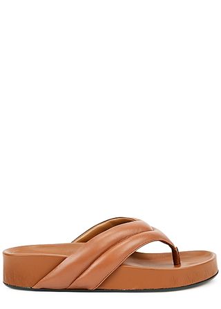 ATP Atelier + Bellano Brown Leather Thong Sandals