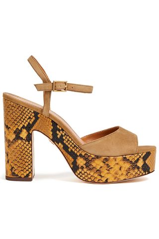 Tory Burch + Snake-effect Leather and Suede Platform Sandals