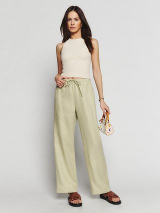 Reformation + Olina Linen Pant in Dried Herbs