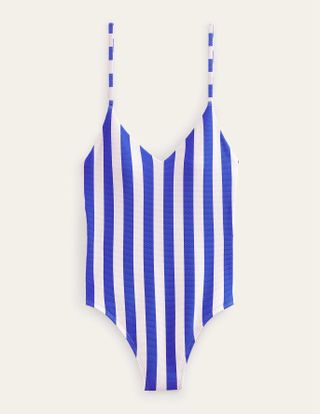 Boden + Skinny Strap Stripe Swimsuit