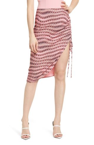 Open Edit + Geo Print Side Ruched Skirt