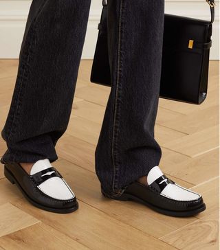 Saint Laurent + Two-Tone Patent-Leather Loafers