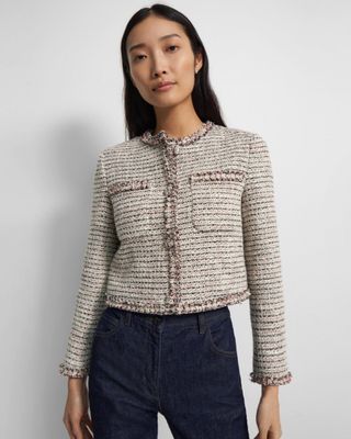 Theory + Cropped Jacket in Cotton Tweed
