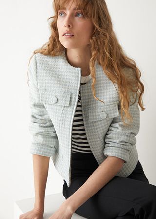 & Other Stories + Cropped Houndstooth Tweed Jacket