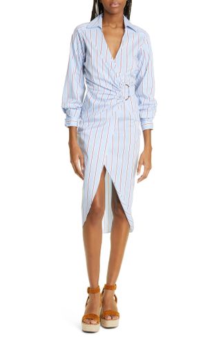 Veronica Beard + Afton Stripe Cotton Blend Shirtdress