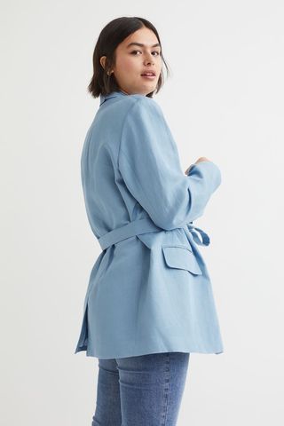 H&M + Belted Linen-Blend Jacket