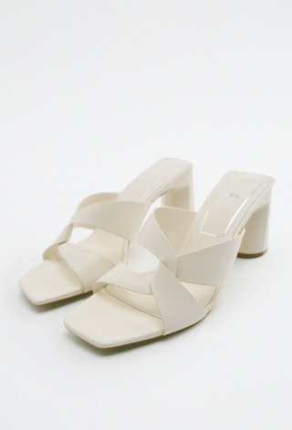 Zara + Block Heel Leather Sandals