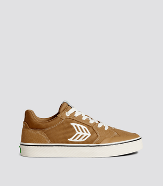 Cariuma + Vallely Skate Camel Suede and Cordura Ivory Logo Sneaker