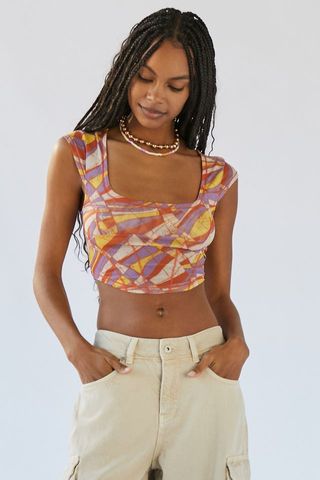 Urban Outfitters + Nyla Mesh Cropped Corset Top