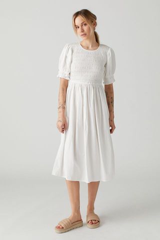 Urban Outfitters + Suly Puff Sleeve Smocked Midi Dress