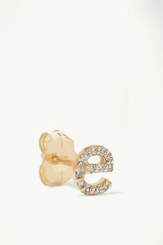 Stone and Strand + Alphabet Gold Diamond Single Earring