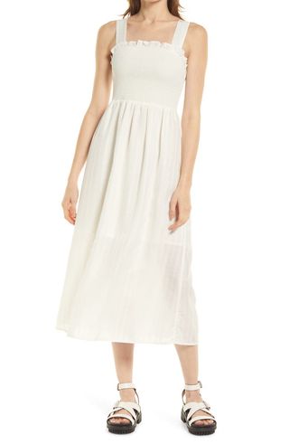 Topshop + Smocked Sleeveless Dress
