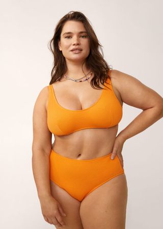Mango + Textured Bikini Top