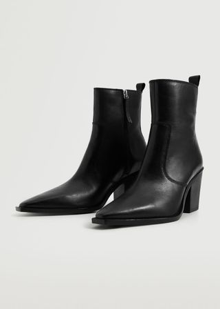 Mango + Heel Leather Ankle Boots