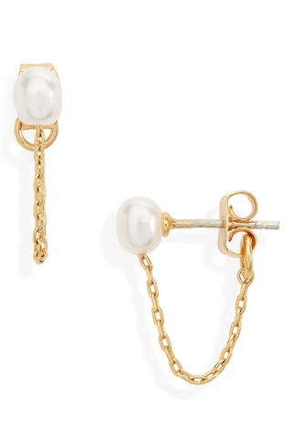 Madewell + Freshwater Pearl Chain Stud Earrings