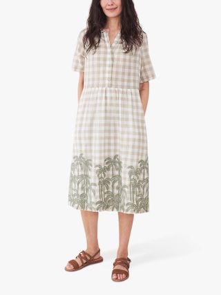 White Stuff + Lana Check Palm Embroidered Midi Dress