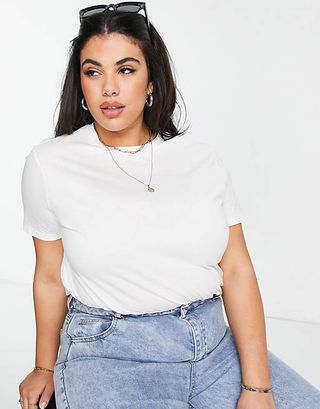 ASOS + Curve Ultimate T-Shirt With Crew Neck in Organic Cotton Blend in White